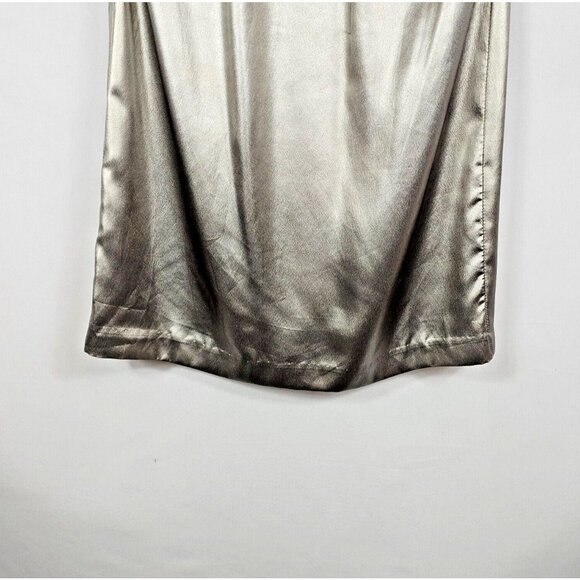 Retro-Futurism Revival Shiny Prom Party Punk Metallic Silver Dress Trina Turk 2 - Picture 9 of 16